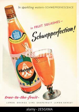 1950 UK Magazine publicité Schweppes fruit squash Banque D'Images