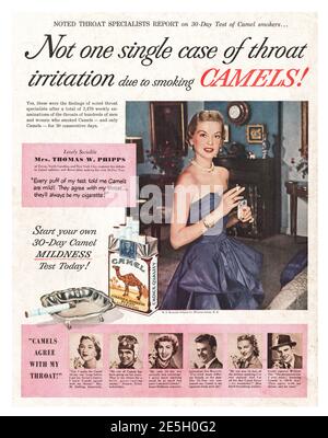 1950 US Magazine Camel cigarette publicité Banque D'Images