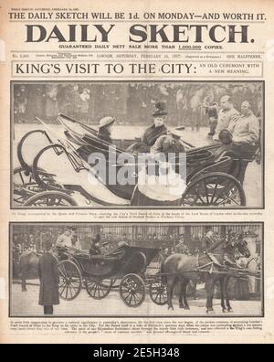 1917 Daily Sketch King George V visite la ville de Londres Banque D'Images