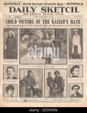 1917 Daily Sketch, victimes de Gotha Rides sur Folkestone Banque D'Images