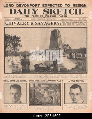 1917 Daily Sketch funéraire des victimes du RAID de Folkestone Gotha Banque D'Images