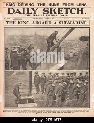 1917 croquis quotidien King George V Boards a Submarine Banque D'Images