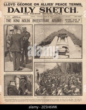 1917 Daily Sketch investiture du Roi George V à bord du Battleship Banque D'Images