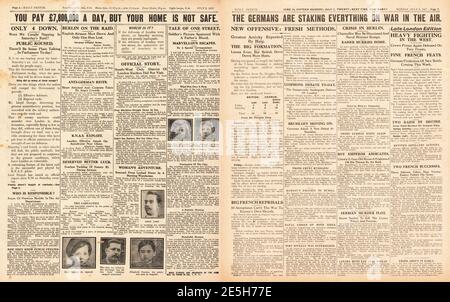 1917 Daily Sketch Gotha Rides sur Londres Banque D'Images