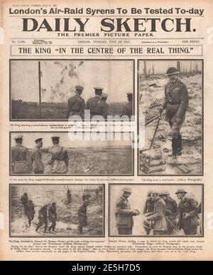 1917 Daily Sketch King George V visite le Western Front Banque D'Images