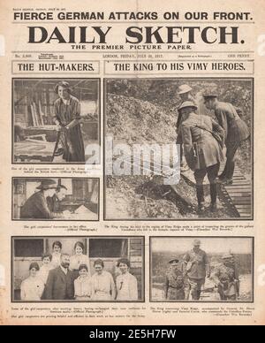 1917 Daily Sketch King George V visite le Western Front Banque D'Images