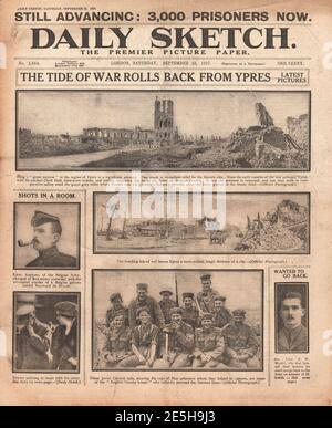 1917 Daily Sketch Battle of Ypres, Battle of Passchendaele, Passendale, Banque D'Images