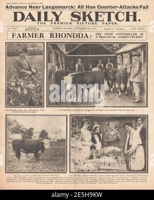 1917 esquisse quotidienne Lord Rhondda inspection des cultures Banque D'Images