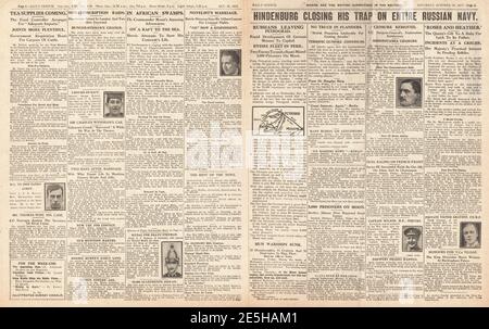 1917 Daily Sketch les navires de guerre russes et allemands se battons dans le Baltique Banque D'Images