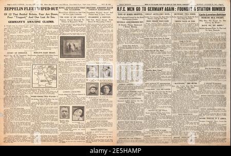 1917 Daily Sketch Zeppelin Rides sur Londres Banque D'Images