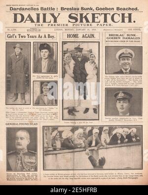 1918 Daily Sketch prisonniers de guerre de retour en Angleterre Banque D'Images