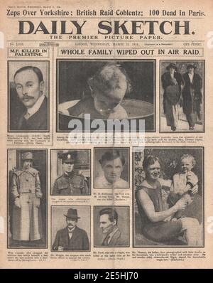 1918 Daily Sketch victimes du raid aérien de Londres Banque D'Images