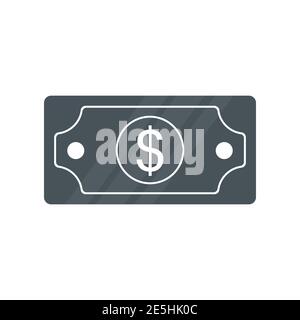 Icône dollar Cash. Symbole de devise. Silhouette argent noir sans pinces. Illustration vectorielle isolée sur fond blanc. Illustration de Vecteur