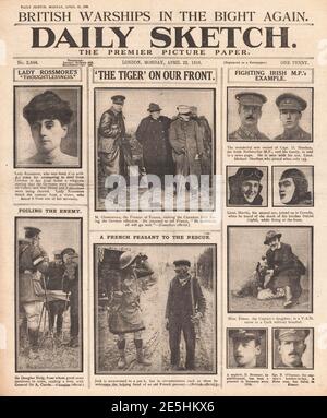 1918 Daily Sketch Georges Clemenceau visite Western Front Banque D'Images