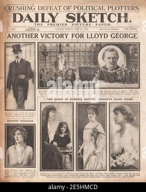 1918 Daily Sketch Lloyd-George ne remporte aucun vote de confiance Banque D'Images