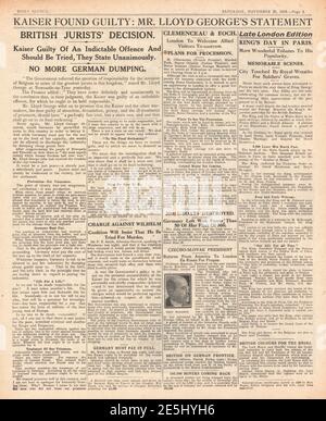 1918 Daily Sketch page 3 King George V visite Paris Banque D'Images