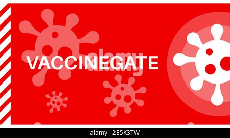 Vaccin Wars- flacon de vaccin COVID-19 sur fond orange avec logo du virus. Illustration de Vecteur