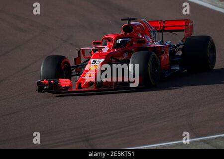 Fiorano Modenese, Italie. 28 janvier 2021. Carlos Sainz Jr. De Ferrari conduit un essai privé de la Ferrari SF71H au circuit Fiorano à Fiorano Modenese, Italie, le 28 janvier 2021. Credit: Insidefoto srl/Alamy Live News Banque D'Images