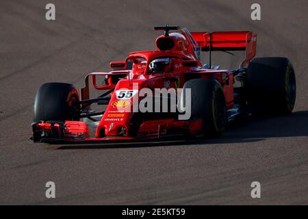 Fiorano Modenese, Italie. 28 janvier 2021. Carlos Sainz Jr. De Ferrari conduit un essai privé de la Ferrari SF71H au circuit Fiorano à Fiorano Modenese, Italie, le 28 janvier 2021. Credit: Insidefoto srl/Alamy Live News Banque D'Images