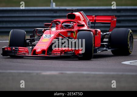 Fiorano Modenese, Italie. 28 janvier 2021. Carlos Sainz Jr. De Ferrari conduit un essai privé de la Ferrari SF71H au circuit Fiorano à Fiorano Modenese, Italie, le 28 janvier 2021. Credit: Insidefoto srl/Alamy Live News Banque D'Images