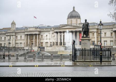 Un Trafalgar Square déserté à Londres pendant Covid - 19 LockDown 20 janvier 2021 Londres, Royaume-Uni Banque D'Images