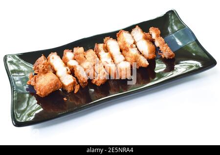 tranche de poitrine de porc frite sur l'assiette Banque D'Images