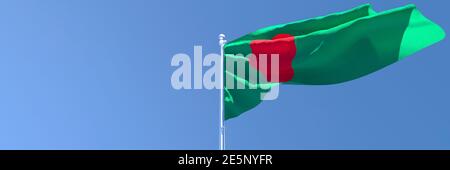 Rendu 3D du drapeau national du Bangladesh qui s'y est enorissé le vent Banque D'Images