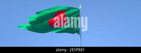 Rendu 3D du drapeau national du Bangladesh qui s'y est enorissé le vent Banque D'Images