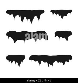 ensemble d'icônes de décoration d'hiver pour les perdrides de neige. Collection de silhouettes Snow caps. Illustration d'hiver isolée sur fond blanc. Neige noire de Noël Illustration de Vecteur