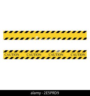 Bande d'avertissement. Bandes de réglage jaunes et noires. Ruban de construction de barricade. Illustration vectorielle isolée sur fond blanc Illustration de Vecteur