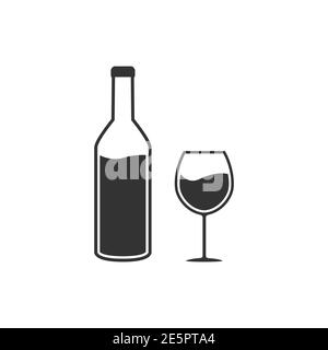 Bouteille et verre de vin. Alcool buvez des éléments de forme. Illustration vectorielle isolée sur fond blanc Illustration de Vecteur