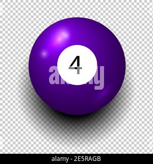 Vecteur de la boule de billard numéro 4. Couleur violet. Objet vent isolé sur fond transparent. SPE 10 Illustration de Vecteur