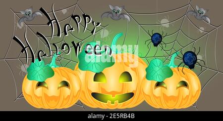 Illustration vectorielle de carte de vœux Happy Hallowen. Illustration de Vecteur