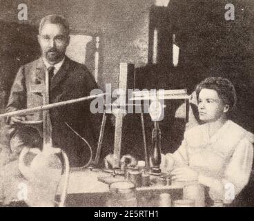 Pierre Curie et Maria Sklodowska-Curie. Banque D'Images