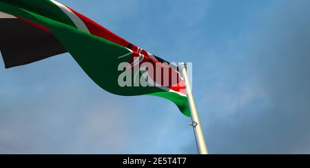 Rendu 3d du drapeau national du Kenya Banque D'Images