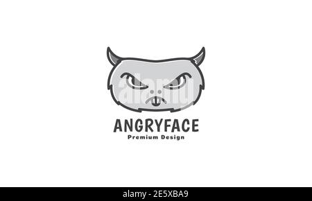 dessin animé tête de hamster angry face logo illustration Illustration de Vecteur