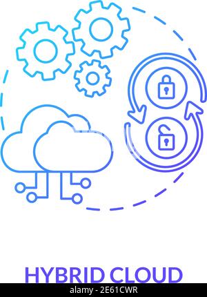 Icône de concept de Cloud hybride Illustration de Vecteur