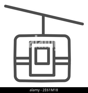 Icône de ligne de chariot funiculaire, symbole de transport, signe de vecteur de téléphérique sur fond blanc, icône de chemin de fer de funiculaire dans le style de contour pour le concept mobile et Illustration de Vecteur
