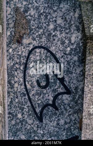 graffiti, petit fantôme, emoji Banque D'Images