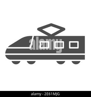 Icône de train électrique pleine, symbole de transport, signe de vecteur de train à grande vitesse moderne sur fond blanc, icône de métro dans le style glyphe pour mobile Illustration de Vecteur