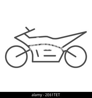 Icône de moto de sport, symbole de vitesse sur route, signe de vecteur de moto de motocross sur fond blanc, icône de moto de sport pour le style de contour Illustration de Vecteur