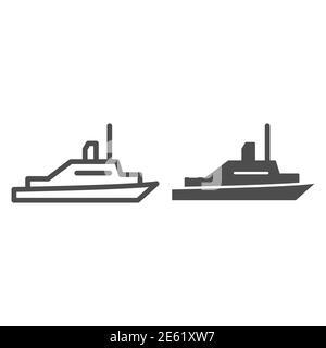 Ligne de plaisance et icône solide, symbole de transport maritime, signe de vecteur de yacht sur fond blanc, icône de bateau de vitesse dans le style de contour pour le concept mobile Illustration de Vecteur