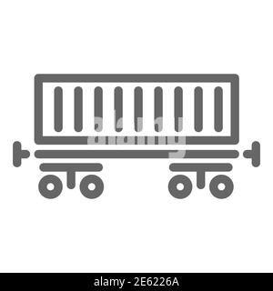 Icône de ligne de livraison de chemin de fer, symbole logistique, signe vecteur de wagon de train sur fond blanc, icône de citerne d'acier de cargaison dans le style de contour pour mobile Illustration de Vecteur