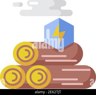 Icône de couleur plate à vecteur d'énergie du bois Illustration de Vecteur