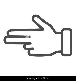 Icône de ligne de mouvement à trois doigts, concept de mouvements de la main, signe de pointage des doigts sur fond blanc, main montrant l'icône numéro trois dans le style de contour pour Illustration de Vecteur