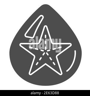 Starfish dans la goutte de l'eau solide icône, concept d'été, signe de Starfish sur fond blanc, droplet avec le poisson d'étoile dans le style glyphe pour le concept mobile et Illustration de Vecteur