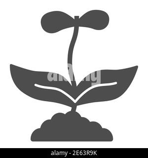 Fleur avec deux pétales icône pleine, concept floral, signe fleur de printemps sur fond blanc, icône fleur en croissance dans le style glyphe pour mobile Illustration de Vecteur