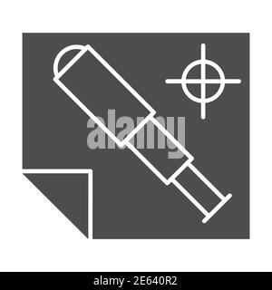 Carte et spyglass solide icône, concept nautique, télescope et plan de navigation signe sur fond blanc, spyglass et Voyage icône de carte dans le style de glyphe pour Illustration de Vecteur