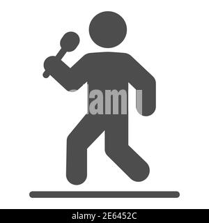 Chanteur icône solide, Music festival concept, Homme avec signe de microphone sur fond blanc, star chanteur à l'icône de concert dans le style glyphe pour mobile Illustration de Vecteur