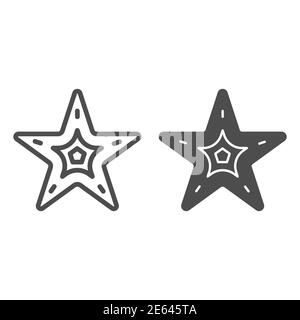 Ligne de Starfish et icône solide, concept nautique, signe de la mer sur fond blanc, icône de l'étoile de mer dans le style de contour pour le concept mobile et le web design Illustration de Vecteur